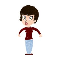 cartoon woman shrugging shoulders N443
