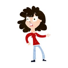 cartoon worried woman pointing N10