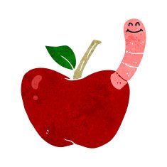 Cartoon Apple With Worm N57