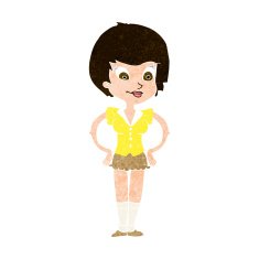 cartoon pretty woman with hands on hips N19