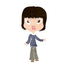 cartoon woman with open arms N90