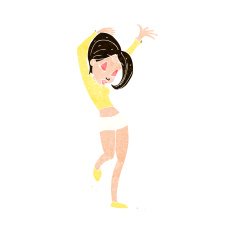 cartoon pretty woman dancing N17