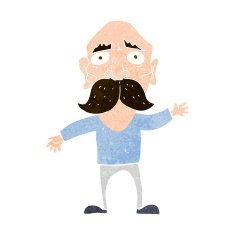 cartoon worried old man N19