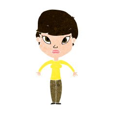 cartoon woman shrugging shoulders N446