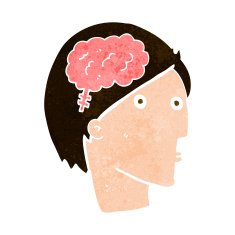 cartoon man with brain symbol N16