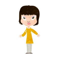 cartoon woman with open arms N91