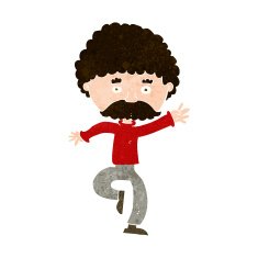 cartoon mustache man disco dancing N9