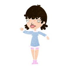 Cartoon Woman Waving N312