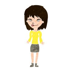 cartoon woman shrugging shoulders N449