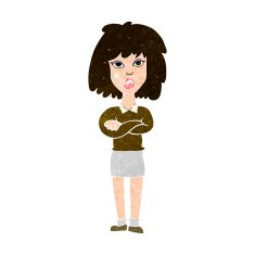 cartoon tough woman with folded arms N10