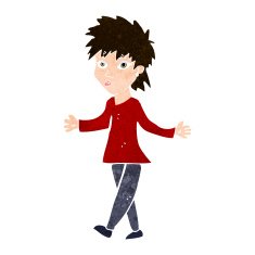 cartoon woman shrugging shoulders N450