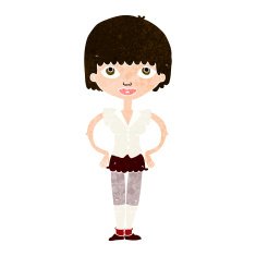 cartoon woman with hands on hips N203