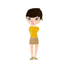 cartoon shy woman N46