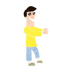 cartoon grinning man wearing glasses N10