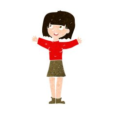 cartoon excited woman N125