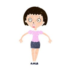 cartoon confused woman shrugging shoulders N9