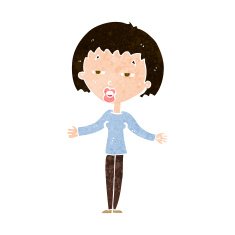 cartoon suspicious woman N19