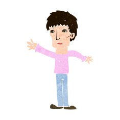 cartoon worried man reaching out N17
