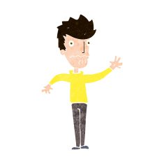 cartoon worried man reaching out N18
