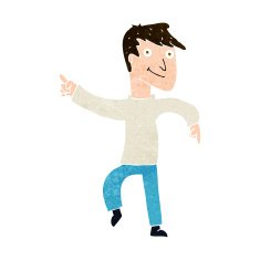 cartoon happy man pointing N58