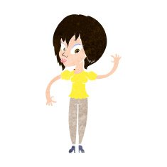 Cartoon Woman Waving N317