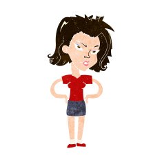 cartoon woman with hands on hips N205