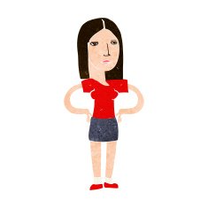cartoon woman with hands on hips N206