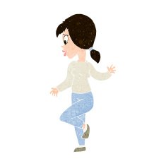 Cartoon Woman Waving N318