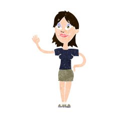 Cartoon Woman Waving N319