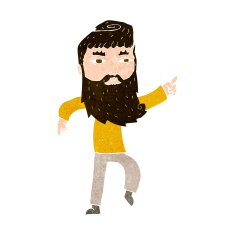 cartoon bearded man pointing the way N9