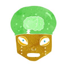 cartoon spooky robot head N11
