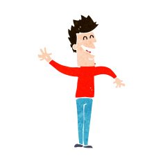 cartoon happy man waving N38