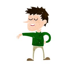 cartoon man making dismissive gesture N18