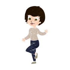 Cartoon Woman Waving N320