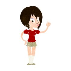 cartoon pretty woman waving N85