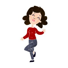 cartoon happy woman dancing N10