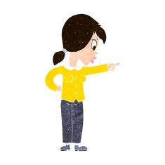 cartoon enthusiastic woman pointing N10