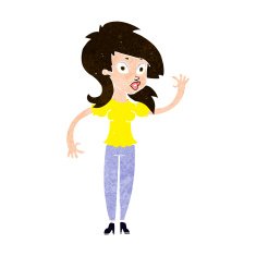 cartoon pretty woman waving N86