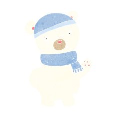 cartoon polar bear in winter hat and scarf N4