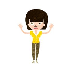 cartoon woman with raised hands N9
