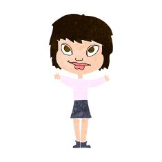 cartoon woman waving arms N19