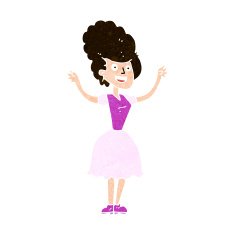cartoon happy 1950's woman N10