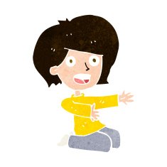 cartoon shocked woman on knees N9