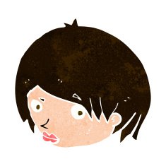 cartoon female face with raised eyebrow N9