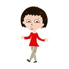 cartoon woman shrugging shoulders N454