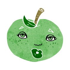 cartoon apple with face N17