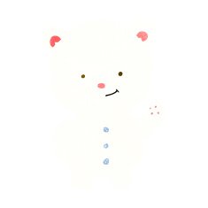 cartoon waving polar bear cub N30