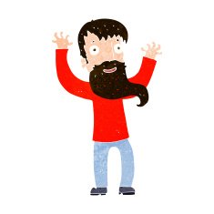 cartoon excited man with beard N9