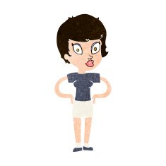 cartoon woman with hands on hips N208