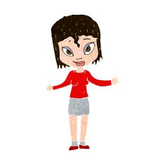 cartoon woman shrugging shoulders N455